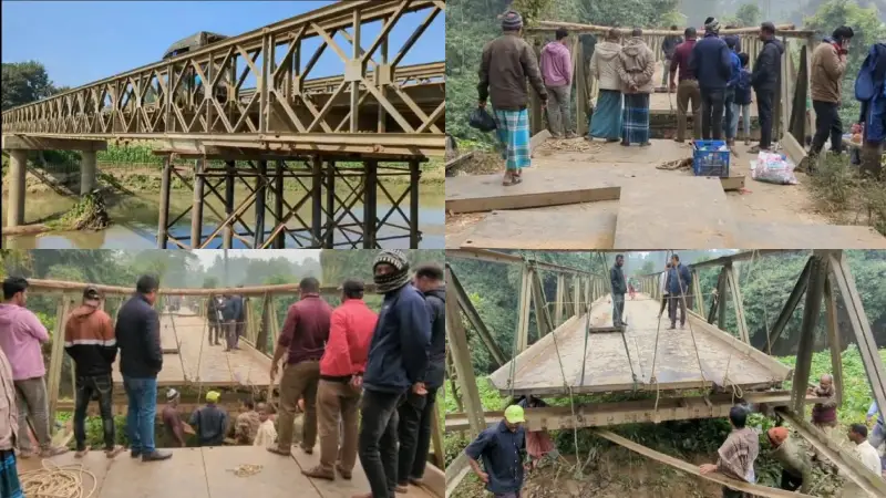 প্রায় ভেঙ্গে পড়ছে সেতু,দুর্ভোগে সাজেকগামী পর্যটক ও যাত্রীরা 