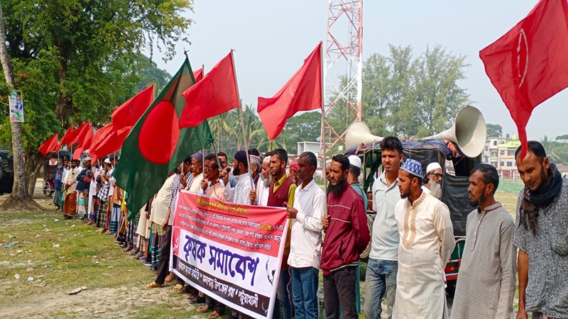 ৪৬ নয়, ৪০ কেজিতে মণ দাবিতে কৃষকের মানববন্ধন