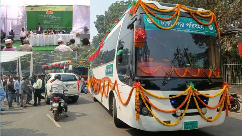 গাবতলী-চাষাড়া রুটে এসি বাস দিয়ে চালু হলো ‘ঢাকা নগর পরিবহন’ সেবা