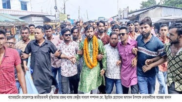 মোরেলগঞ্জে কেন্দ্রীয় মুক্তিযোদ্ধা প্রজন্ম দলের নেতাকে সংবর্ধণা