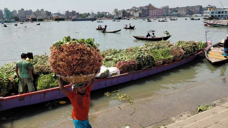 নদীপথে রাজধানীর শ্যামবাজারে আসছে বিভিন্ন শাক-সবজি