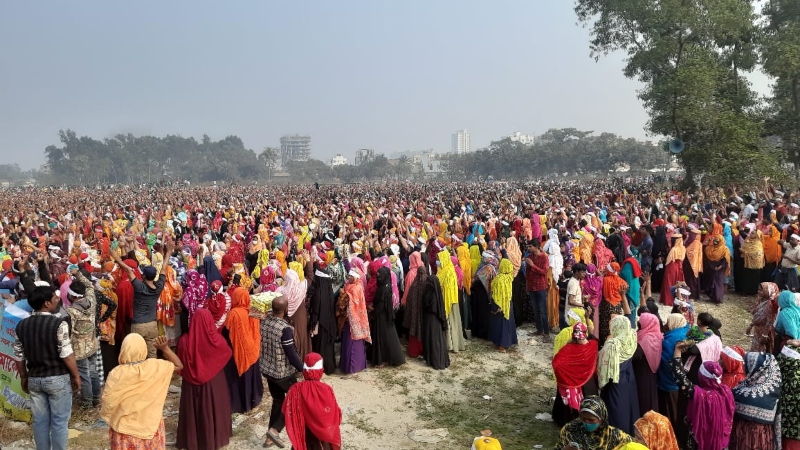 গাজীপুরে বেক্সিমকো ইন্ডাস্ট্রিয়াল পার্কের শ্রমিকদের গণসমাবেশ